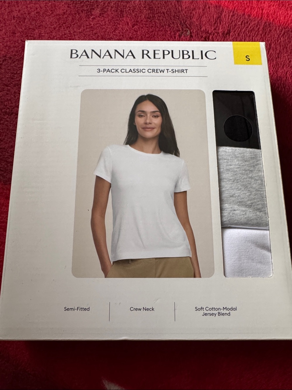 Banana Republic Women's 3-Pack Crew Tees in White, Gray, Black
